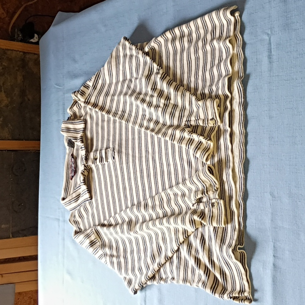 Old College Inn Striped Polo in Cream, Navy & Olive - Picture 4 of 10